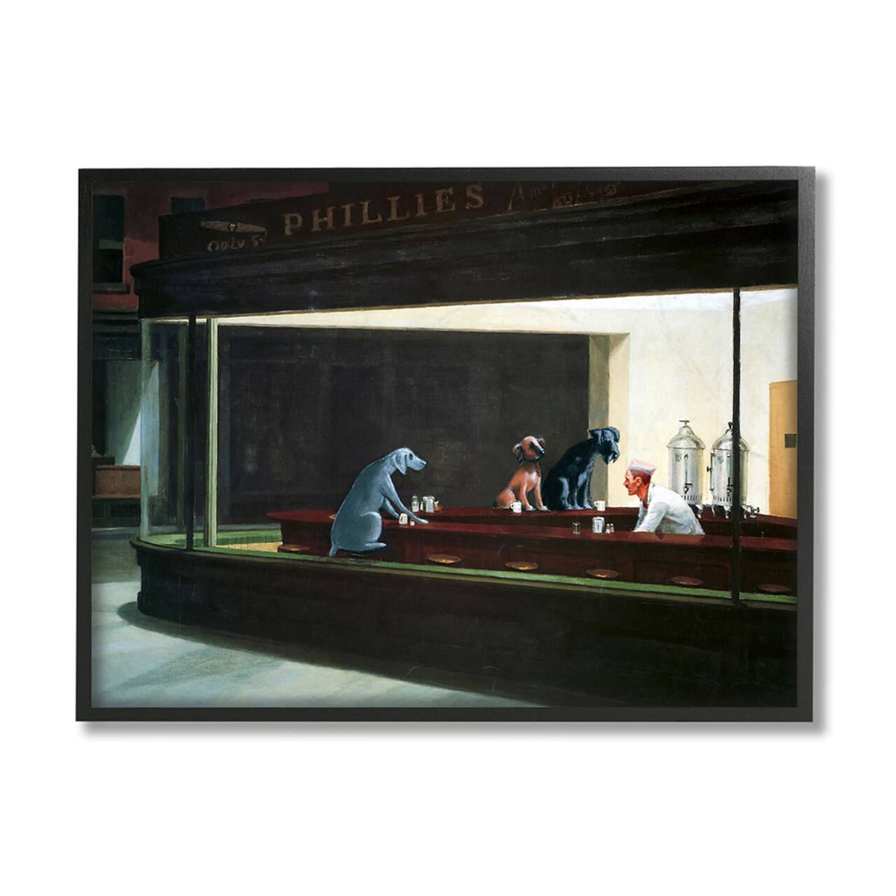 Stupell Industries Night Dogs Classic Painting with Black Frame Wall Accent